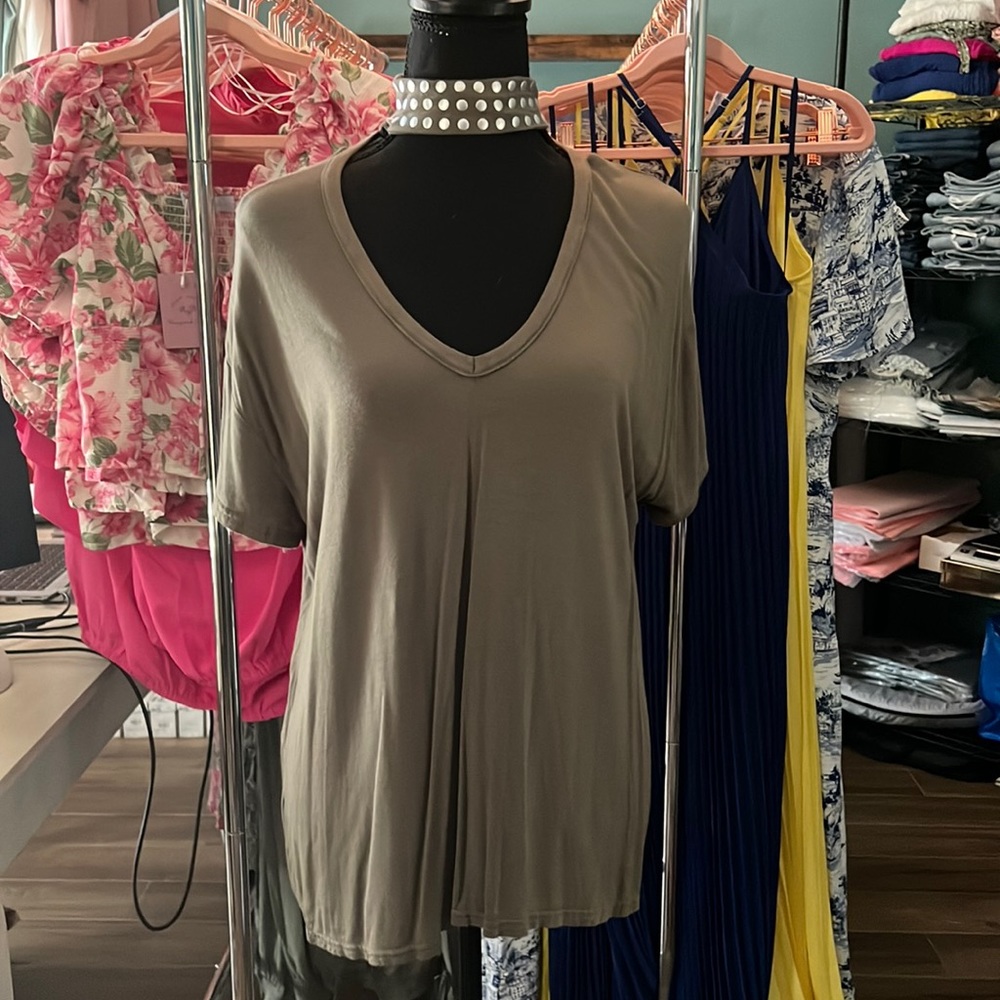 Boohoo- Olive Green Tunic with bedazzled neck choker